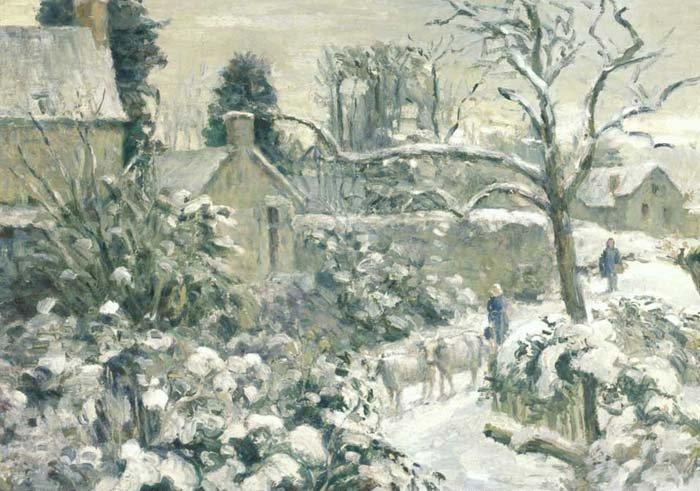 Camille Pissarro Snowscape with Cows Montfoucault